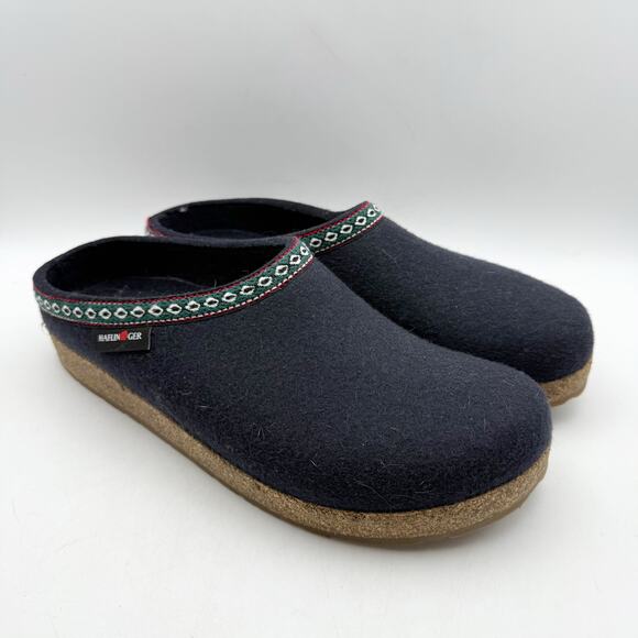 Haflinger Mens GZ Grizzly Clogs EU 45 US 12 Blue Wool Felt Leather Trim EUC main image 12